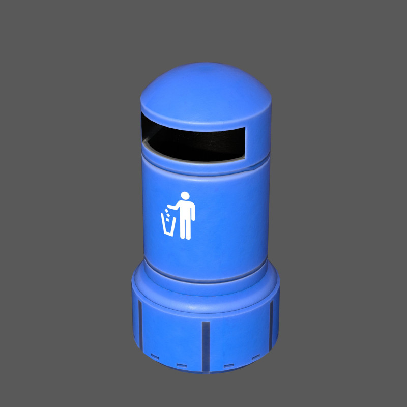 Low Poly Plastic Trash Bin PBR 4K Textures Game Ready 3D Модель .c4d .max .obj .3ds .fbx .stl .blend