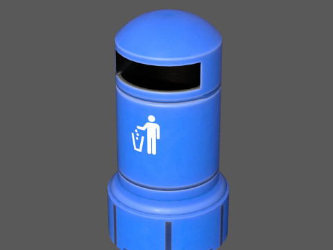 Low Poly Plastic Trash Bin PBR 4K Textures Game Ready 3D 模型