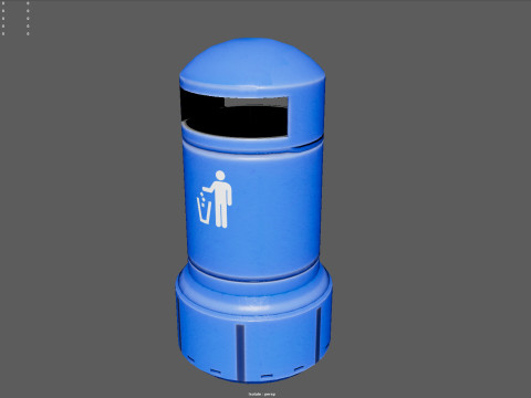 Low Poly Plastic Trash Bin PBR 4K Textures Game Ready 3D Модель