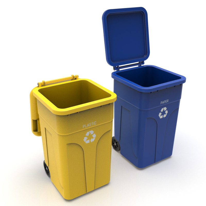 Wheeled Trash Can 4K PBR Textures Animatable Lid Wheels Modelo 3D .c4d .max .obj .3ds .fbx .stl .blend