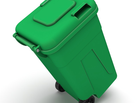 Wheeled Trash Can 4K PBR Textures Animatable Lid Wheels Modelo 3D