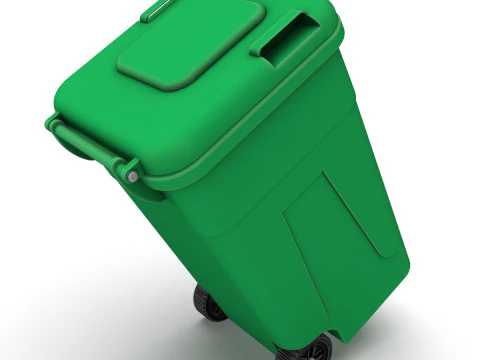 Wheeled Trash Can 4K PBR Textures Animatable Lid Wheels 3D Model