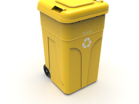 Wheeled Trash Can 4K PBR Textures Animatable Lid Wheels Modelo 3D