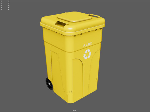 Wheeled Trash Can 4K PBR Textures Animatable Lid Wheels Modelo 3D