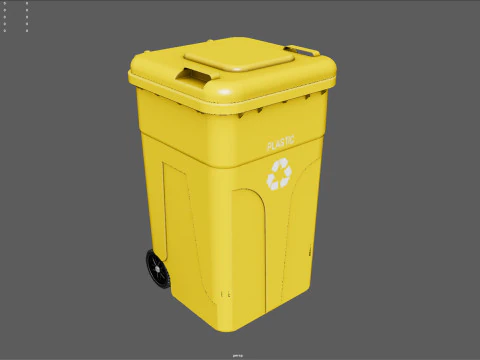 Wheeled Trash Can 4K PBR Textures Animatable Lid Wheels 3D Model