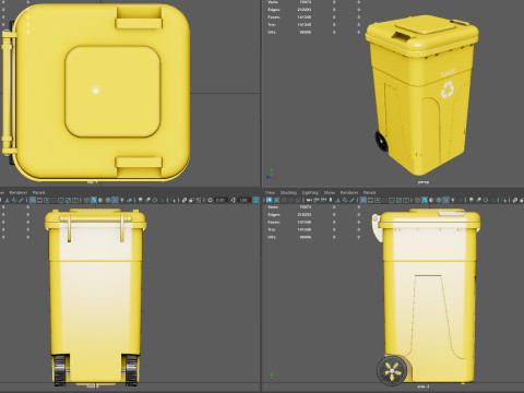 Wheeled Trash Can 4K PBR Textures Animatable Lid Wheels Modelo 3D