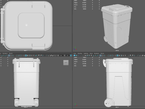 Wheeled Trash Can 4K PBR Textures Animatable Lid Wheels Modelo 3D