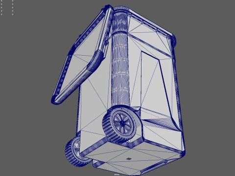 Wheeled Trash Can 4K PBR Textures Animatable Lid Wheels 3D Model
