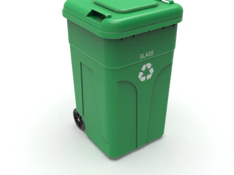 Wheeled Trash Can 4K PBR Textures Animatable Lid Wheels 3D Model