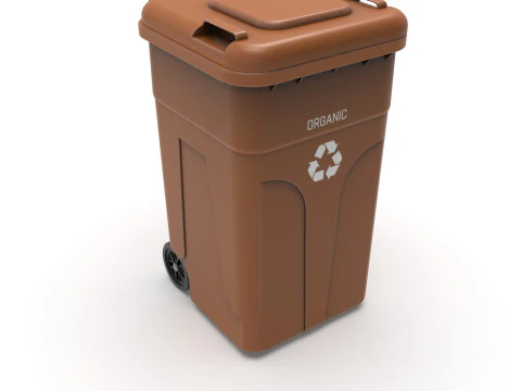 Wheeled Trash Can 4K PBR Textures Animatable Lid Wheels 3D Model