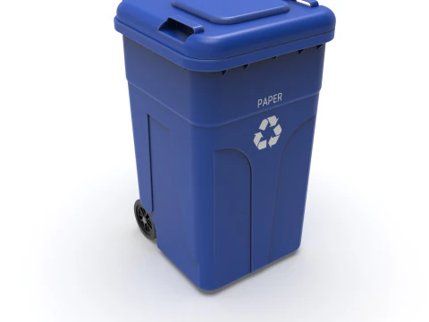 Wheeled Trash Can 4K PBR Textures Animatable Lid Wheels 3D Model