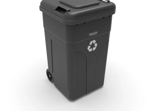Wheeled Trash Can 4K PBR Textures Animatable Lid Wheels 3D Model
