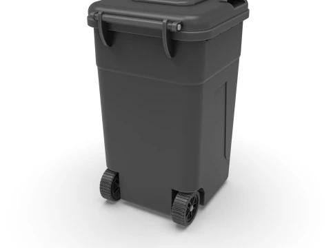 Wheeled Trash Can 4K PBR Textures Animatable Lid Wheels 3D Model
