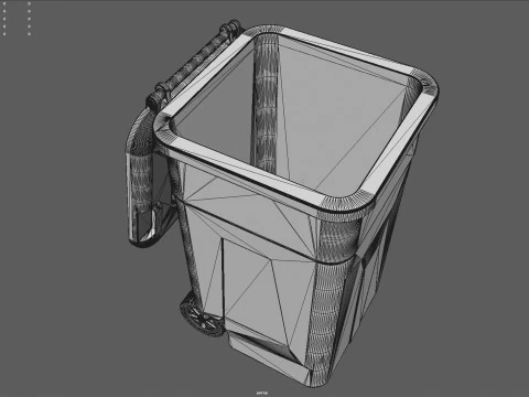 Wheeled Trash Can 4K PBR Textures Animatable Lid Wheels 3D Model