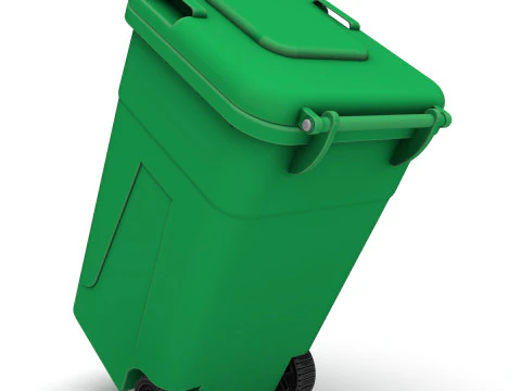 Wheeled Trash Can 4K PBR Textures Animatable Lid Wheels 3D Model