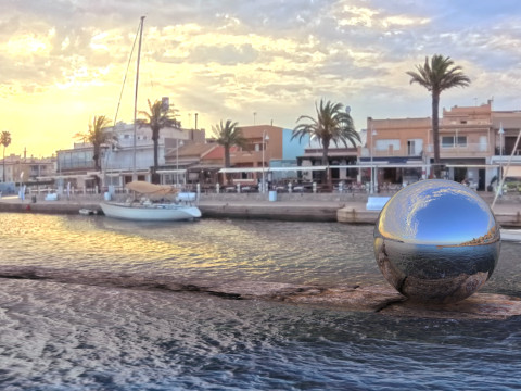 Mediterranean Marina Sunset 360 HDRI Sky and Seaside Village CG Textures