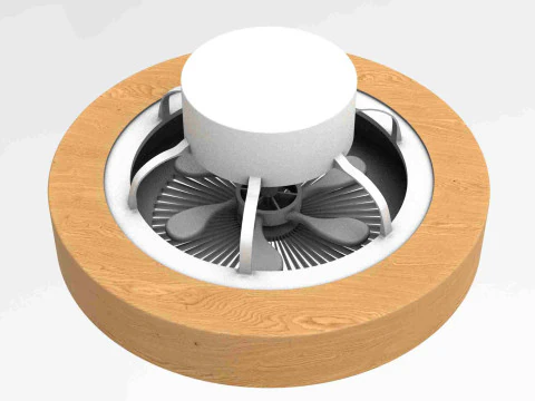 Ventilateur de plafond moderne avec pales ferm&eacute;es Modèle 3D
