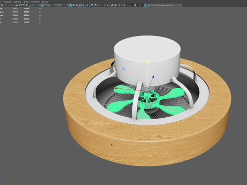 Ventilateur de plafond moderne avec pales ferm&eacute;es Modèle 3D