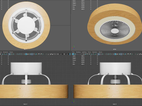 Ventilateur de plafond moderne avec pales ferm&eacute;es Modèle 3D