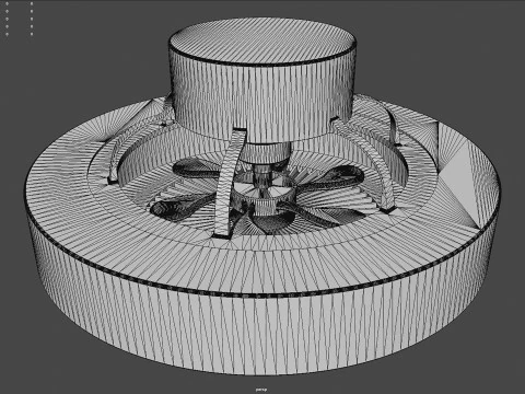 Ventilateur de plafond moderne avec pales ferm&eacute;es Modèle 3D