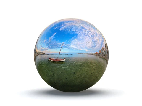 Traditional Fishing Boat in Tranquil Coastal Village 360 HDRI 8192x4096 hdr exr 16-bit j CG Textures