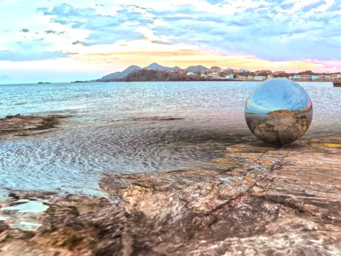 Rocky Coastline HDRI Sunset 8192x4096 360 Sky Dome for 3D Lighting CG Textures