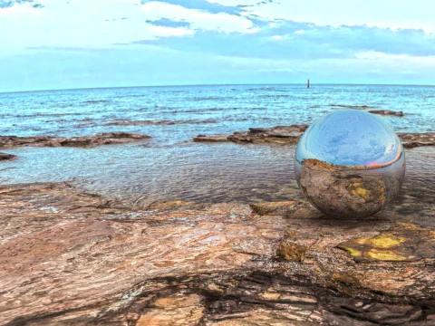 Rocky Coastline HDRI Sunset 8192x4096 360 Sky Dome for 3D Lighting CG Textures