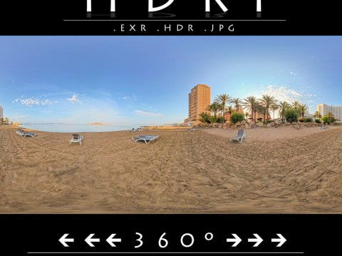 Urban Coastal Environment with Palm Trees and Clear Sky 32-bit HDR - EXR 8-bit JPG CG Textures