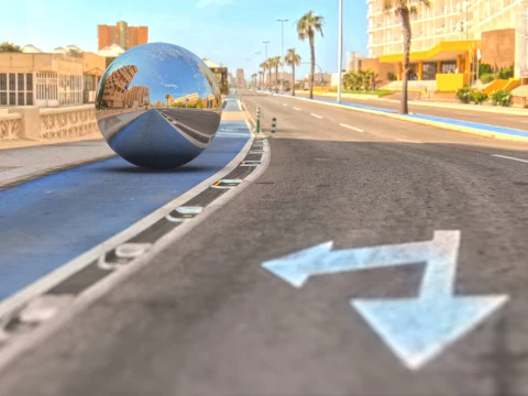 HDRI 8K Urban Street in Mediterranean City with Blue Sky Equirectangular 360 CG Textures