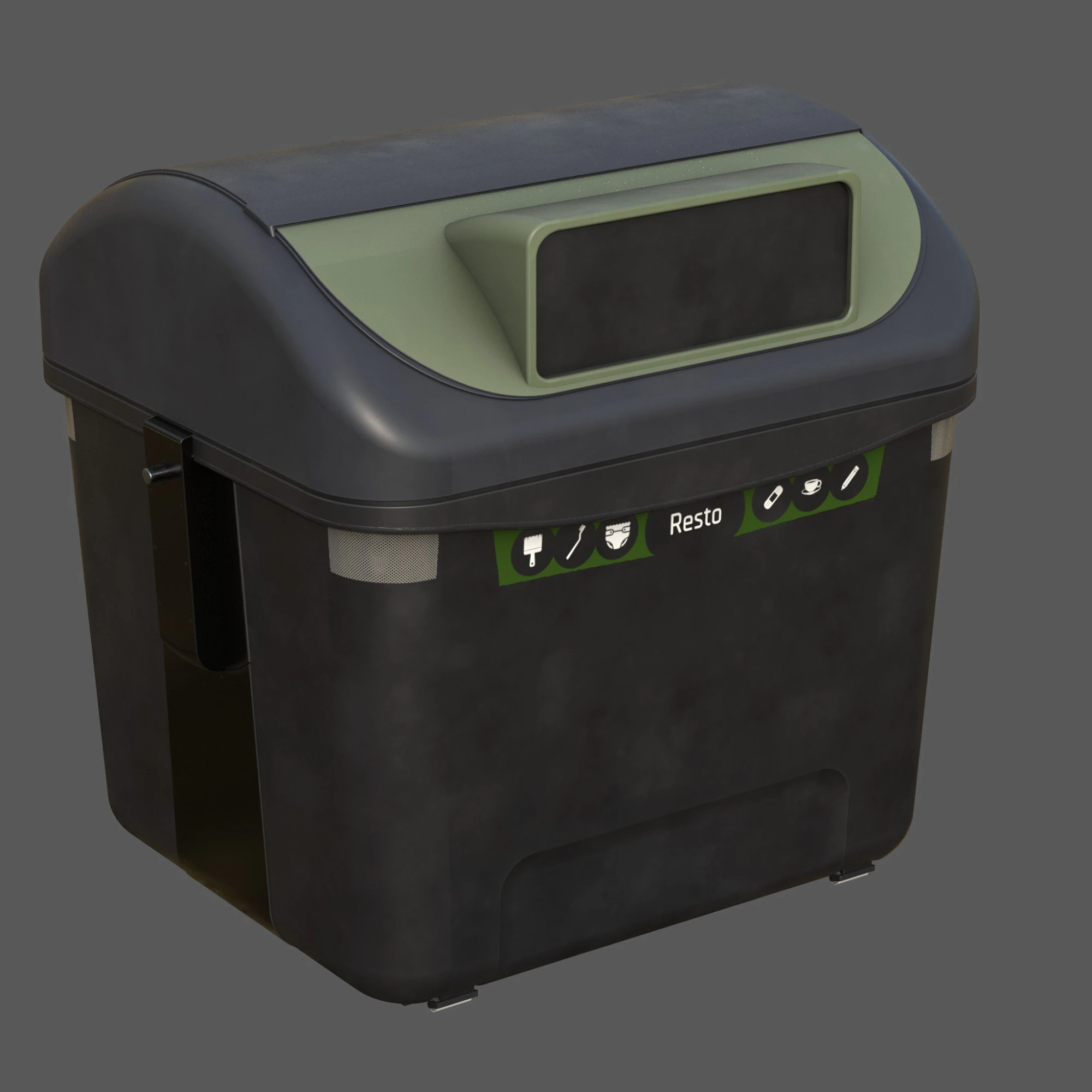 Bidone stradale in stile europeo Contenitore per rifiuti urbani realistico, pronto per il gioco, stampabile in 3D ad alto numero di poligoni Modello 3D .c4d .max .obj .3ds .fbx .stl .blend