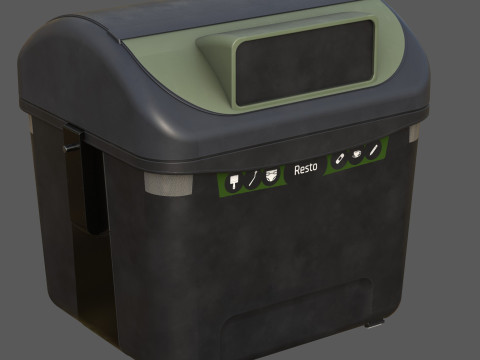 European Style Street Bin Realistic Urban Trash Container Game-Ready High-Poly 3D Printable 3D Model