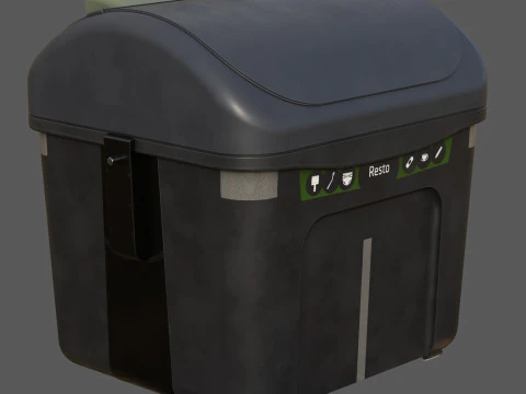 Bidone stradale in stile europeo Contenitore per rifiuti urbani realistico, pronto per il gioco, stampabile in 3D ad alto numero di poligoni Modello 3D