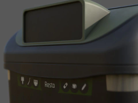 Bidone stradale in stile europeo Contenitore per rifiuti urbani realistico, pronto per il gioco, stampabile in 3D ad alto numero di poligoni Modello 3D