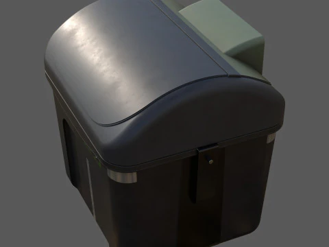 Bidone stradale in stile europeo Contenitore per rifiuti urbani realistico, pronto per il gioco, stampabile in 3D ad alto numero di poligoni Modello 3D