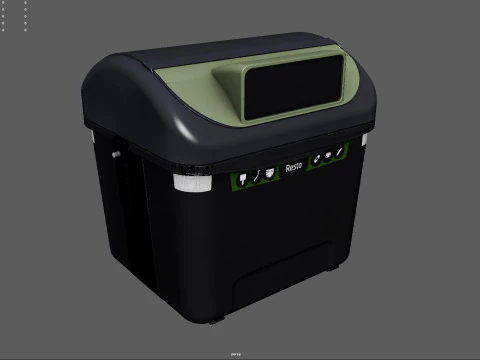 Bidone stradale in stile europeo Contenitore per rifiuti urbani realistico, pronto per il gioco, stampabile in 3D ad alto numero di poligoni Modello 3D