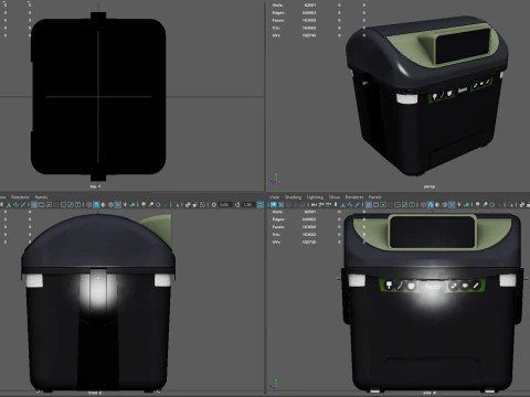 Bidone stradale in stile europeo Contenitore per rifiuti urbani realistico, pronto per il gioco, stampabile in 3D ad alto numero di poligoni Modello 3D