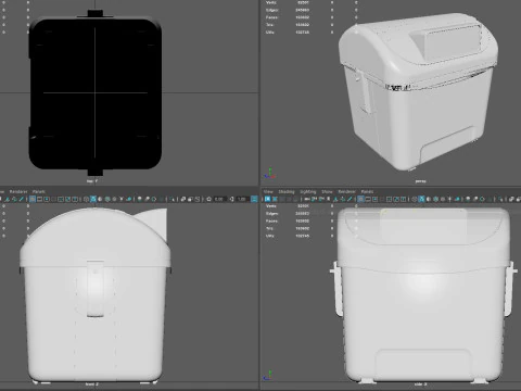 Bidone stradale in stile europeo Contenitore per rifiuti urbani realistico, pronto per il gioco, stampabile in 3D ad alto numero di poligoni Modello 3D