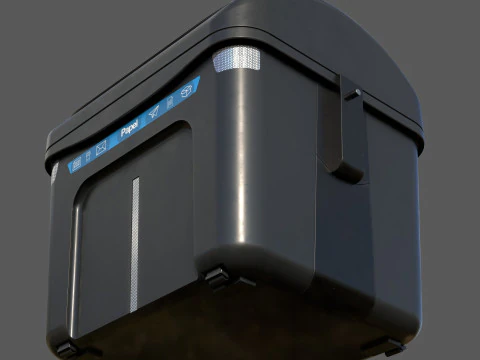 Spanish Blue Paper Recycling Bin Urban Street Container Game-Ready Printable 3D Model