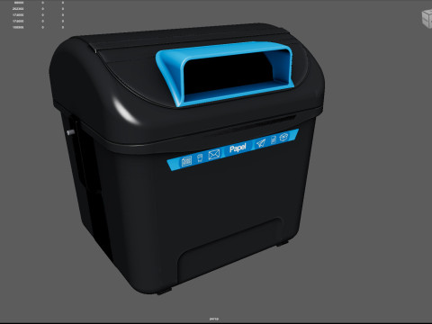 Spanish Blue Paper Recycling Bin Urban Street Container Game-Ready Printable 3D Modell