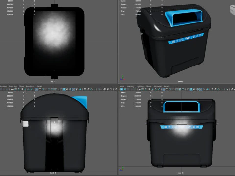 Spanish Blue Paper Recycling Bin Urban Street Container Game-Ready Printable 3D Model
