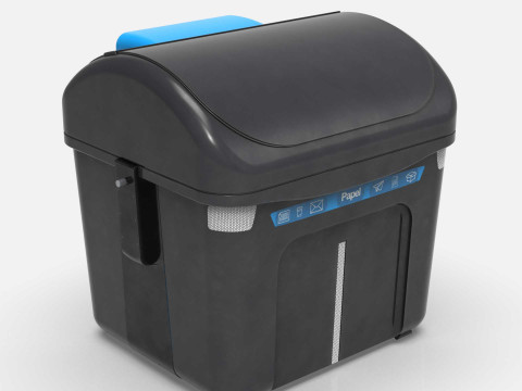 Spanish Blue Paper Recycling Bin Urban Street Container Game-Ready Printable 3D Modell