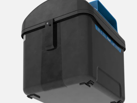 Spanish Blue Paper Recycling Bin Urban Street Container Game-Ready Printable 3D Model