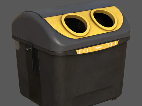 스페인어 노란색 재활용 쓰레기통 3D 모델