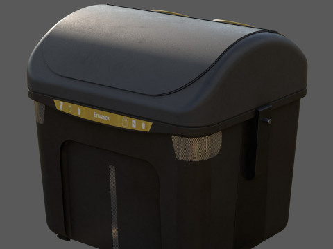 Spanish Yellow Recycling Bin Model 3D