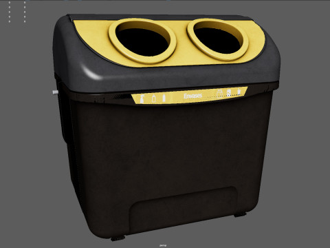 Spanish Yellow Recycling Bin Model 3D