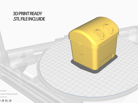 Spanish Yellow Recycling Bin Model 3D