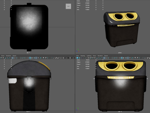 Spanish Yellow Recycling Bin Model 3D