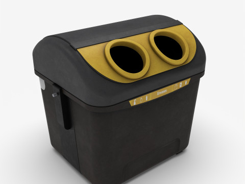 Spanish Yellow Recycling Bin Model 3D