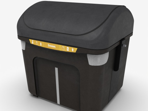 Spanish Yellow Recycling Bin Model 3D