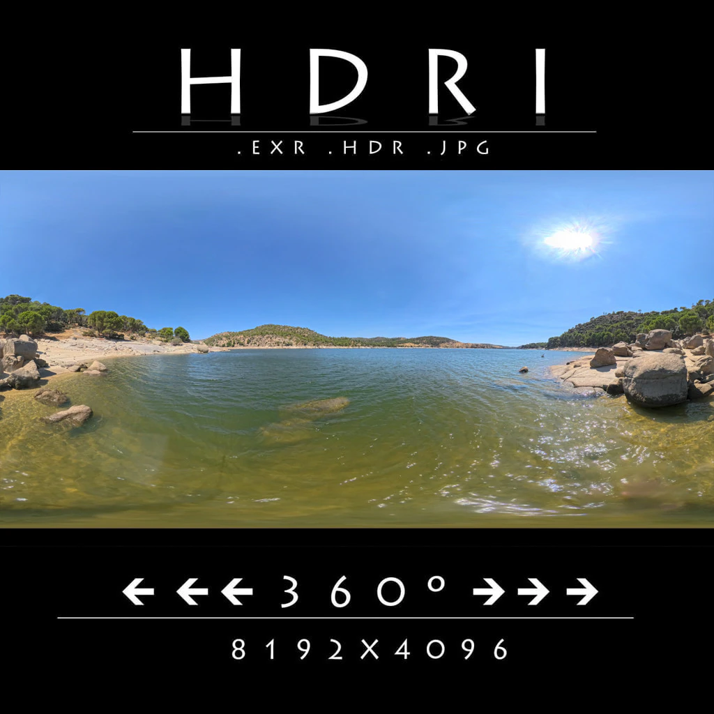 Panorama soleggiato del lago a 360 gradi HDRI 8K CG Textures .c4d .max .obj .3ds .fbx .stl .blend